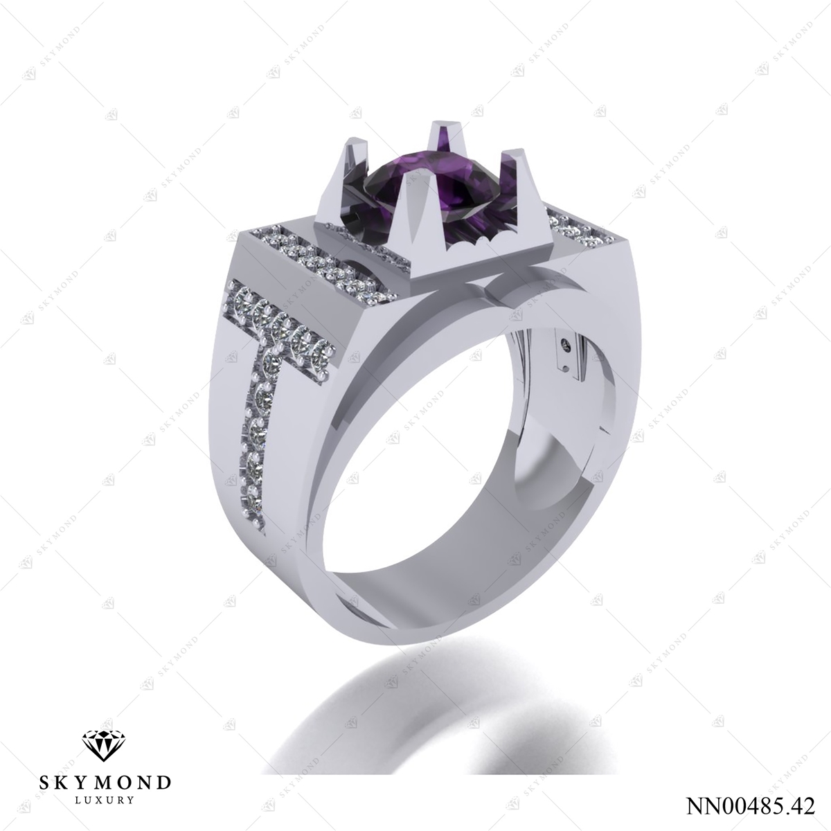 nhẫn nam gắn đá màu tím