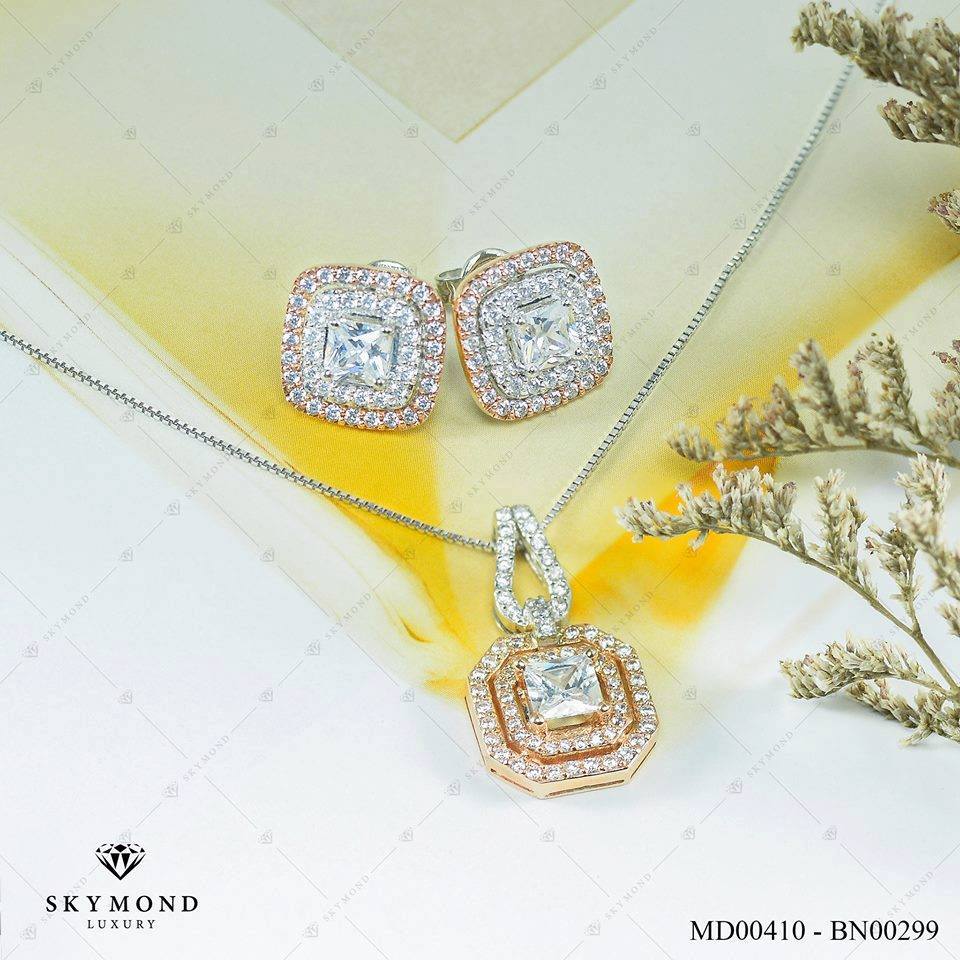 bộ trang sức Platin ghép vàng