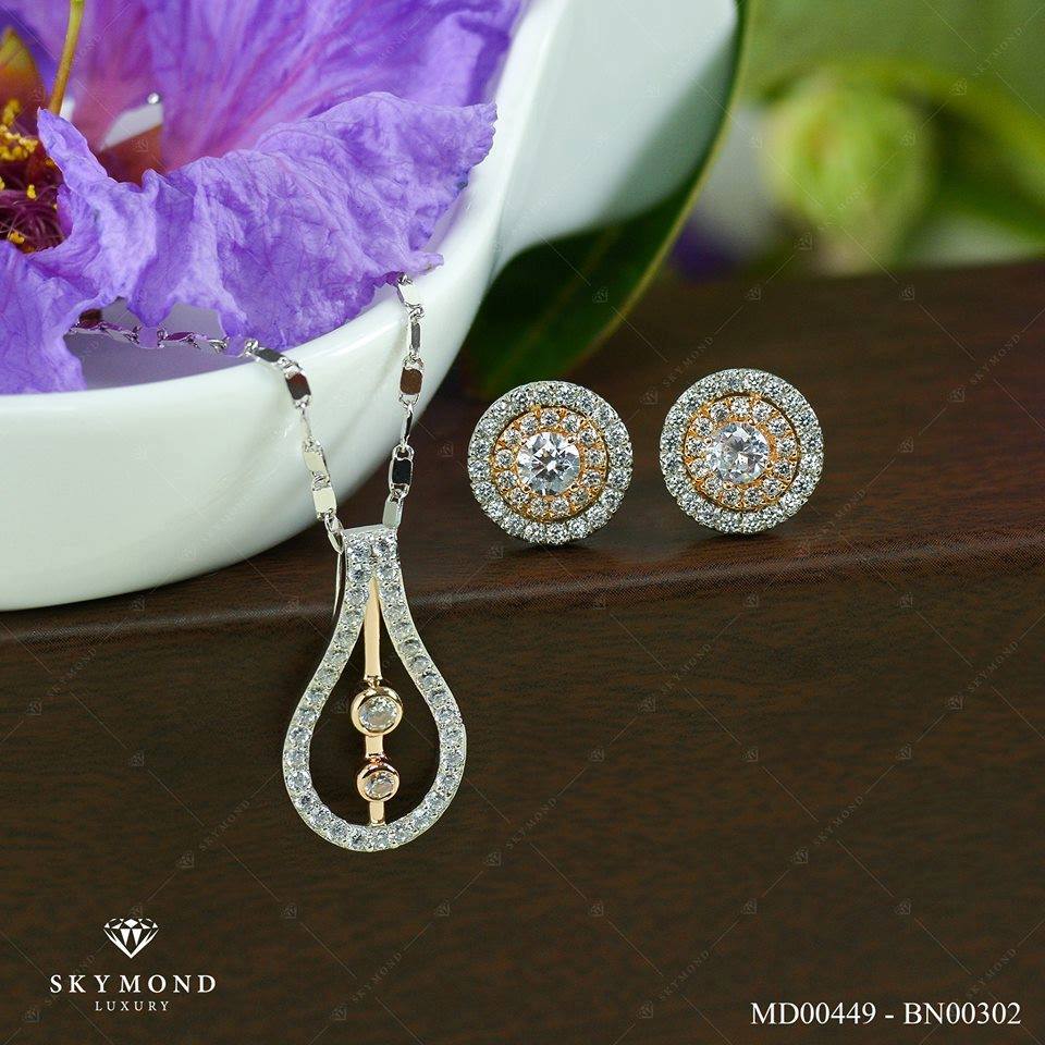 bộ trang sức Platin ghép vàng quý phái