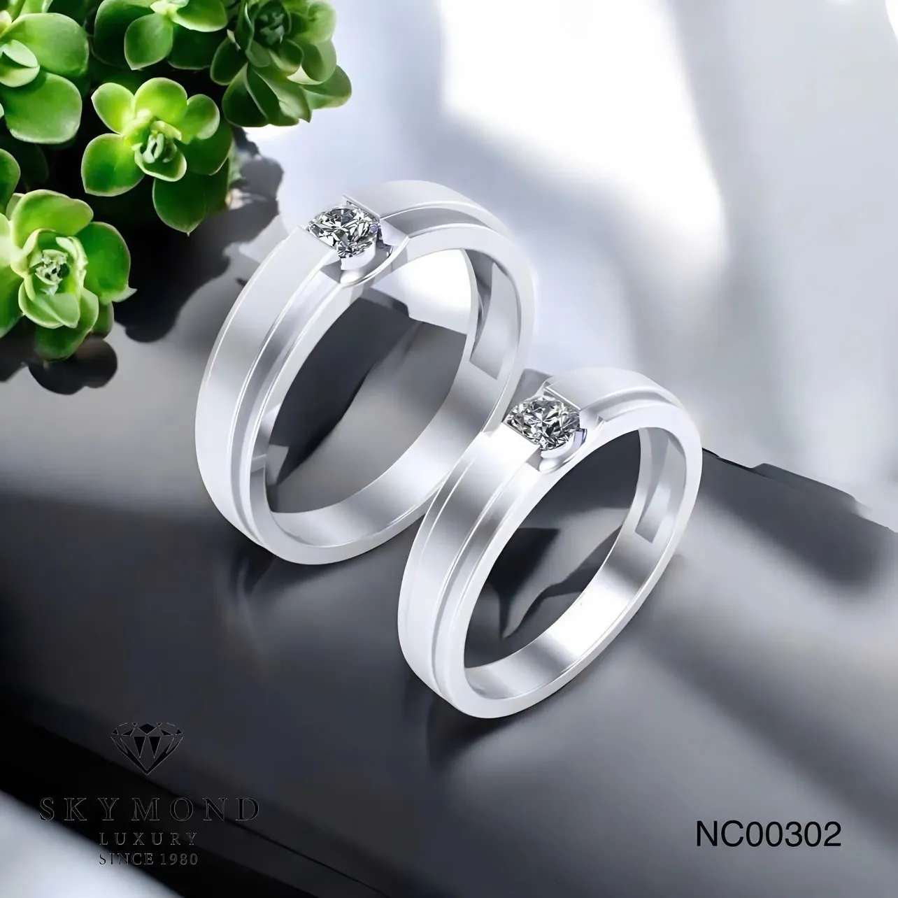 mẫu nhẫn cưới bạch kim gắn kim cương