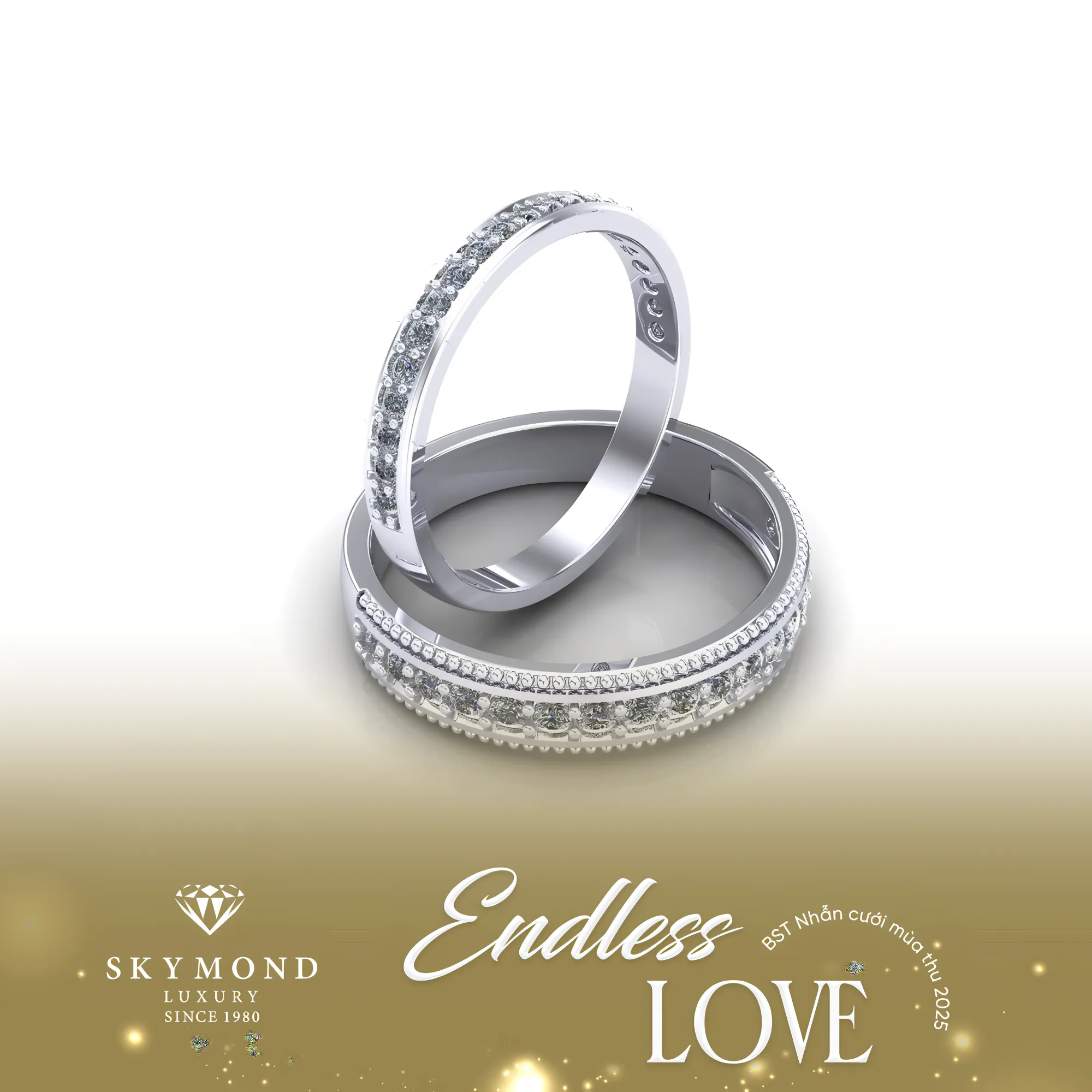 nhẫn cưới bạch kim đính kim cương