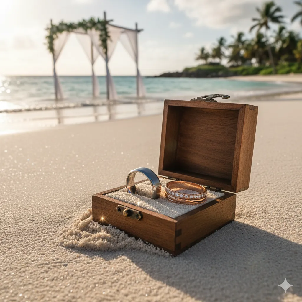 nhẫn cưới đám cưới bãi biển